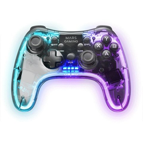 Gamepad Inalambrico Mars Gaming Mgp-24 Adaptador Usb 2.4gpro Conexion Usb-c Multiplataforma 20 Botones Rgb Neon Vibración Hap