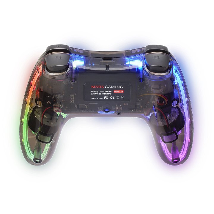 Gamepad Inalambrico Mars Gaming Mgp-24 Adaptador Usb 2.4gpro Conexion Usb-c Multiplataforma 20 Botones Rgb Neon Vibración Hap