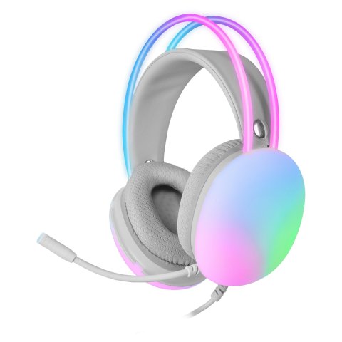 Headset Mars Gaming Mh-glow White Jack 3.5mm Y Alimentacion Por Usb Iluminacion 360º Chroma En Diadema Y Auriculares Sonido U