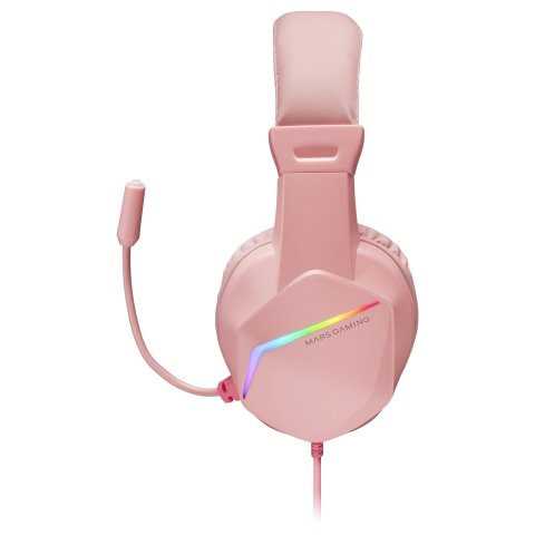 Headset Mars Gaming Mh122 Pink Ultra Ligeros 184g Drivers De Neodimo 50mm Microfono Flexible Jack 3.5mm Simple Y Doble Ilumin