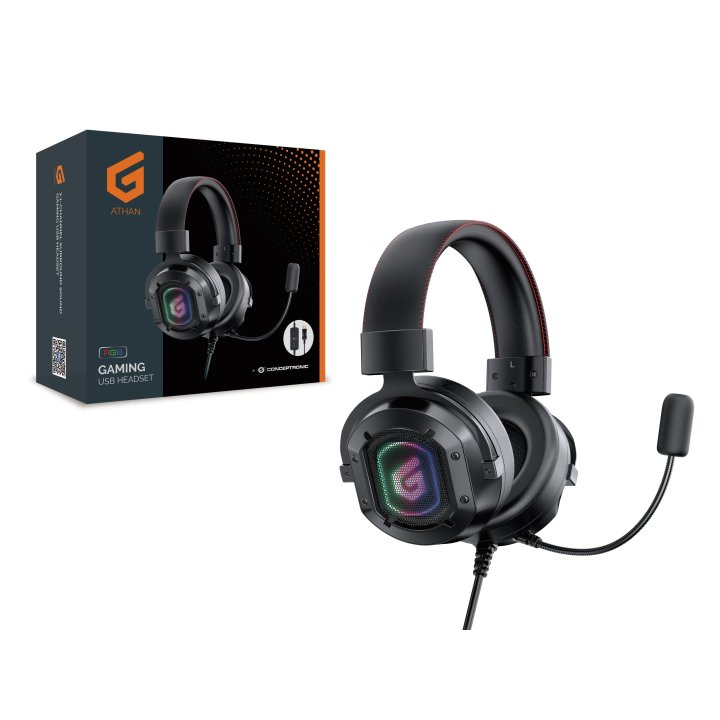 Headset Usb Gaming 7.1 Athan02b Rgb Compatible Pc, Ps3, Ps4 Conceptronic
