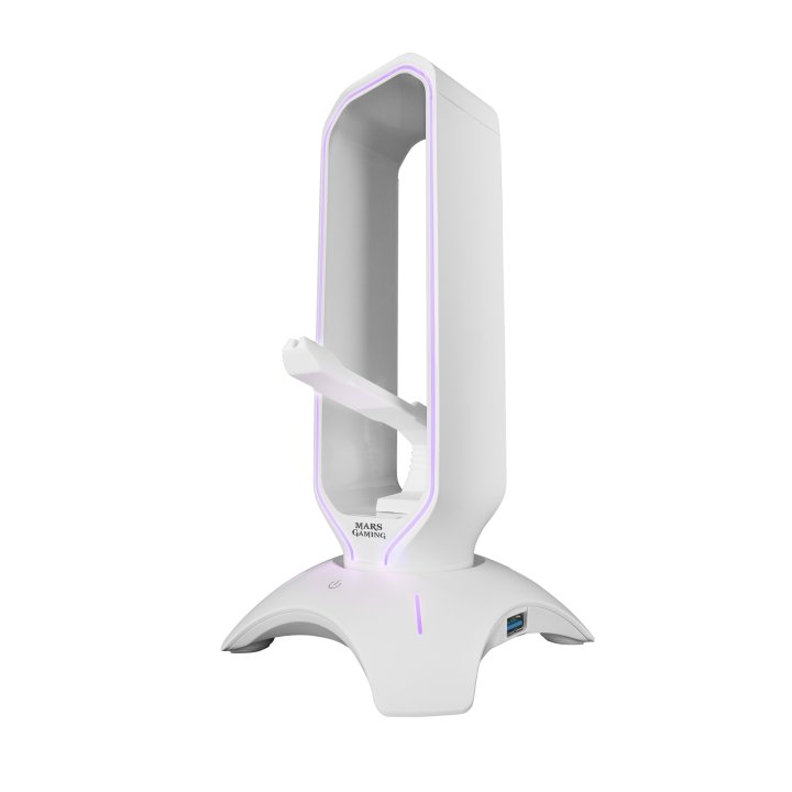 Soporte Mars Gaming Mhhpro White Para Auriculares Con Hub Usb 3.0 2p Y Bungee Pra Mouse Con Iluminacion Rgb