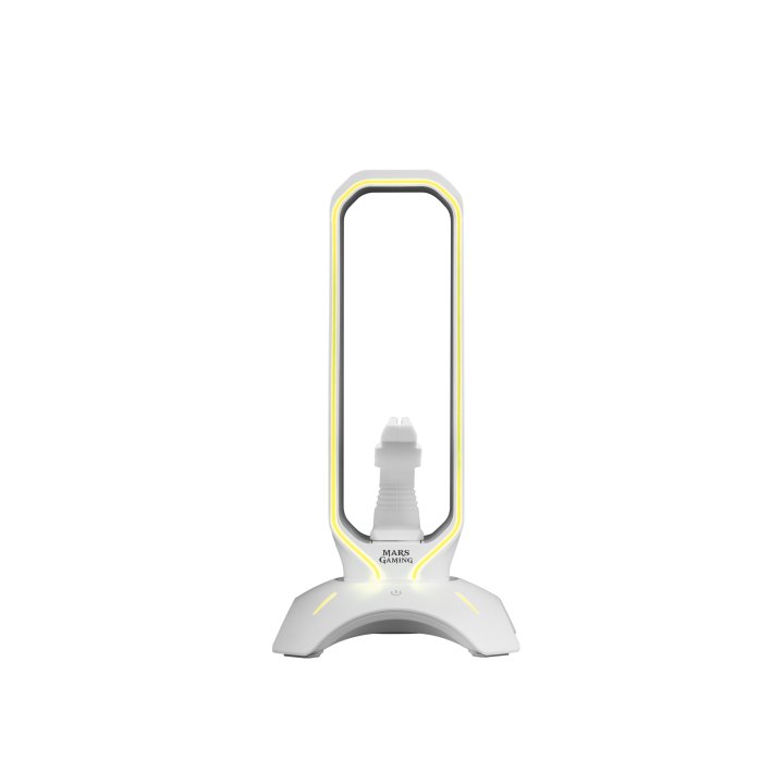 Soporte Mars Gaming Mhhpro White Para Auriculares Con Hub Usb 3.0 2p Y Bungee Pra Mouse Con Iluminacion Rgb