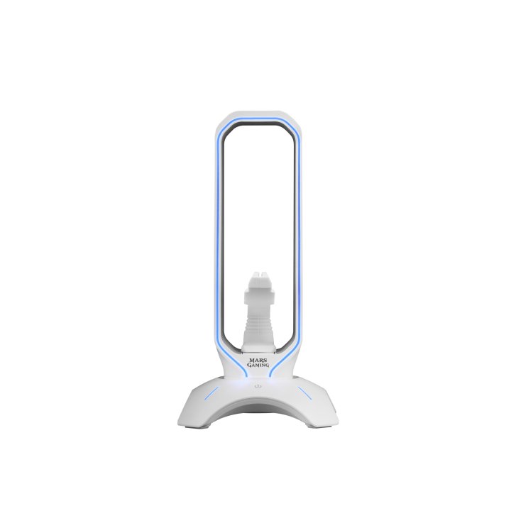 Soporte Mars Gaming Mhhpro White Para Auriculares Con Hub Usb 3.0 2p Y Bungee Pra Mouse Con Iluminacion Rgb