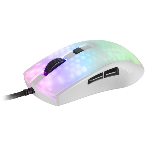 Mouse Mars Gaming Rgb Mmr Translucido White 12800dpi Ultra Ligero 58g Iluminacion Rgb Switches Mecanicos Huano Programables