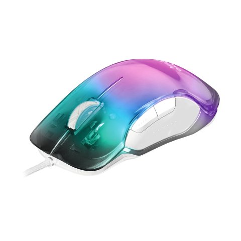 Mouse Mars Gaming Rgb Mmgloww White 12800dpi Iluminacion Total Chroma-glow Con Cuerpo Acabado En Espejo Switches Mecanicos Hu