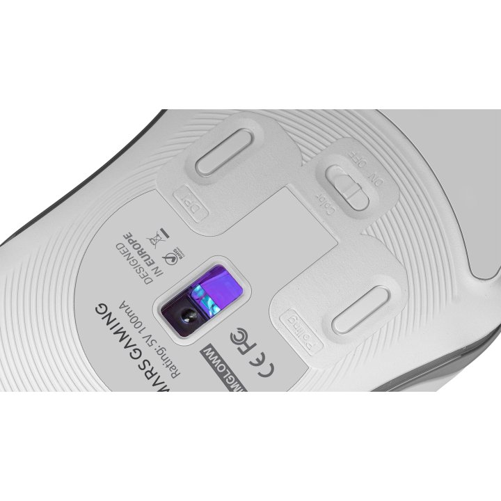 Mouse Mars Gaming Rgb Mmgloww White 12800dpi Iluminacion Total Chroma-glow Con Cuerpo Acabado En Espejo Switches Mecanicos Hu