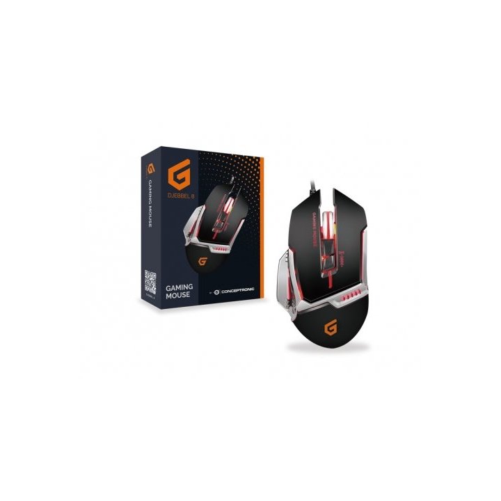 Mouse Conceptronic Gaming Djebbel02b Usb Alta Sensibilidad Sensor 4000dpi Botones Programables