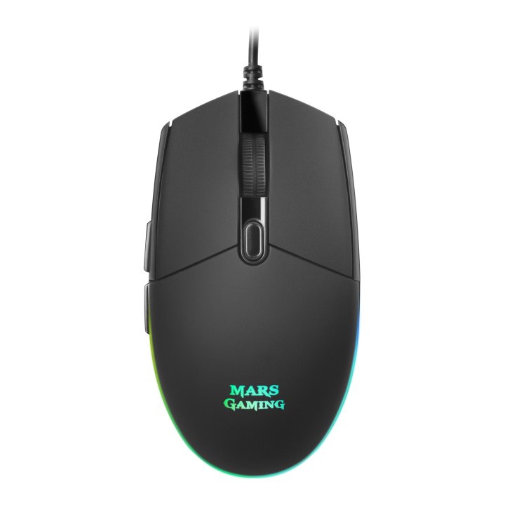 Mouse Mars Gaming Rgb Mmg Black 3200dpi 6 Botones Iluminacion Flow Switches Huano