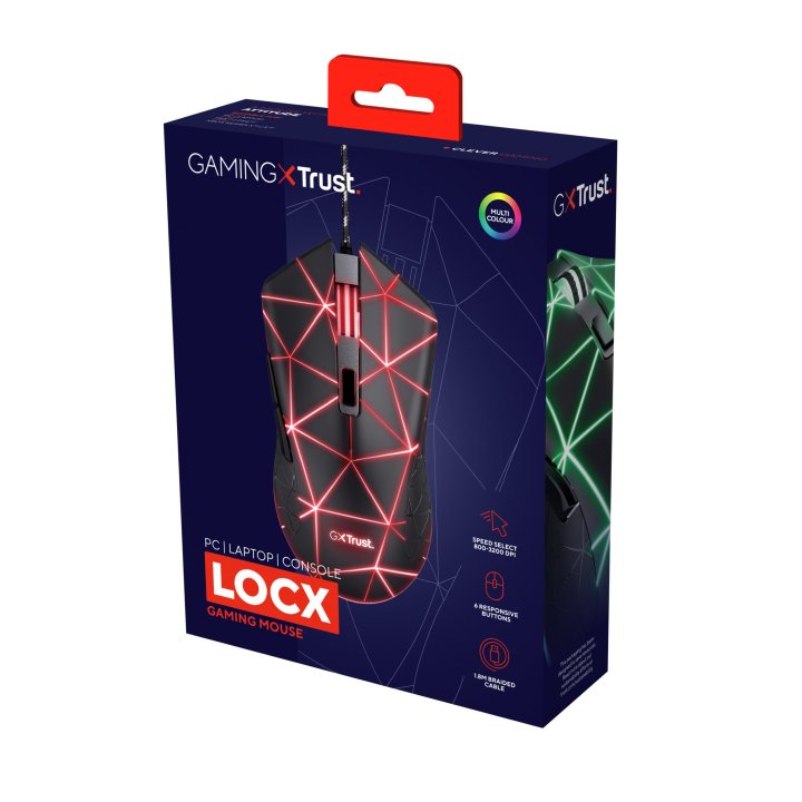 Mouse Trust Gaming Rgb Gxt 133 Locx Iluminacion Led 800-4000ppp Dpi 6 Botones Programables 22988