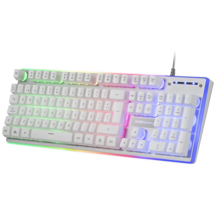 Pack Teclado Mouse Y Alfombrilla Mars Gaming Mcpx Portugues White Telcado Hibrido Hmech Mouse Ultra Ligero 10k Y Alfombrilla 