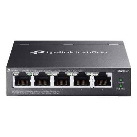 Switch Gestionable Tp-link Es205g Omada 5p 5x1gb Rj45 4 Poe Facil Gestion Carcasa Metalica Vlan Qos 