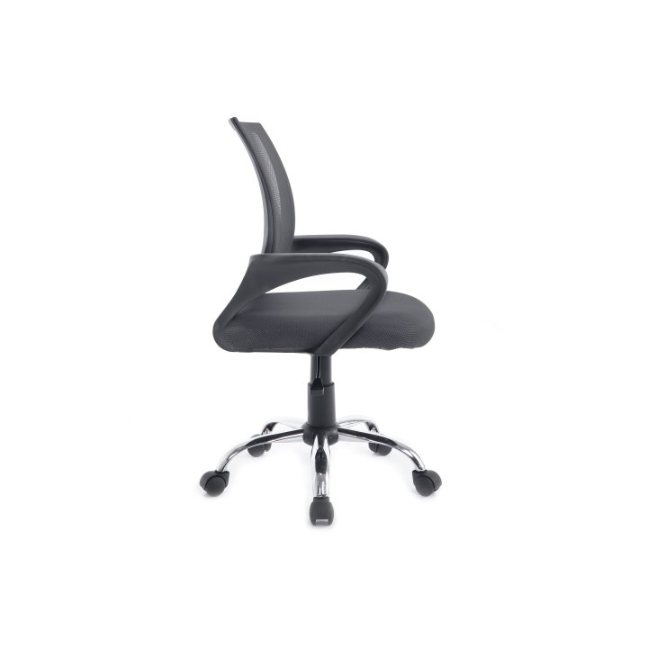 Silla De Oficina Equip De Malla Color Gris Oscuro Recubrimiento Pu De Alta Calidad Diseño Ergonomico