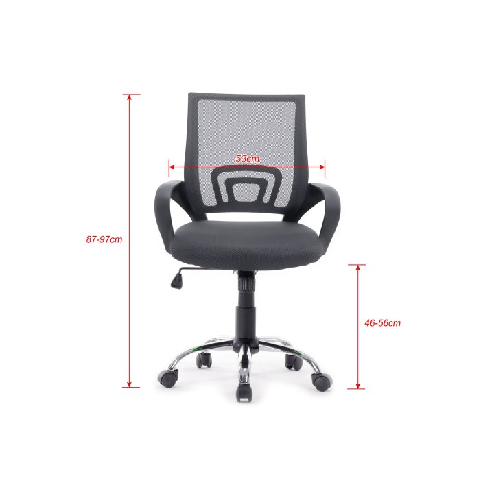Silla De Oficina Equip De Malla Color Gris Oscuro Recubrimiento Pu De Alta Calidad Diseño Ergonomico