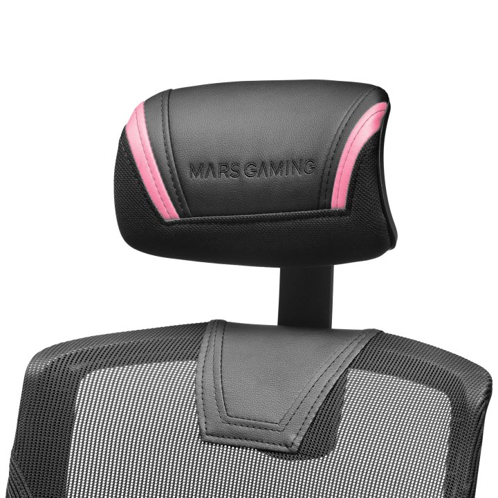 Silla Ergonomica Mars Gaming Mgc-ergo Negra Con Detalles En Rosa Respaldo En Malla Transpirable Ajuste Lumbar-cervical-reposa