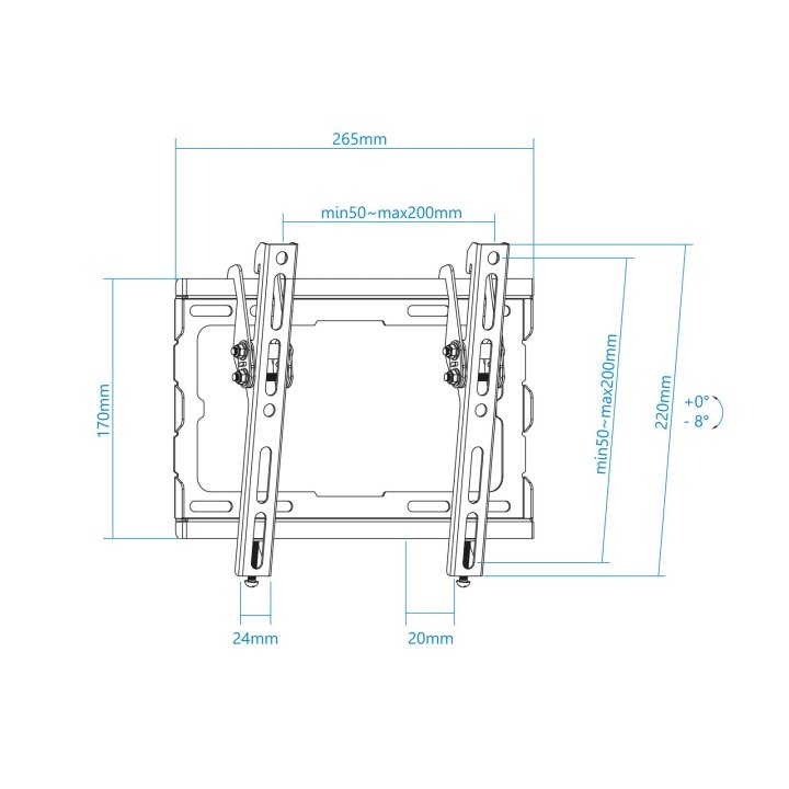 Soporte De Pared Orientable Tooq Lp1044t-b Para Pantalla 23-43" Inclinable Max 45kg Vesa 200x200 Negro Inclinacion -8âº
