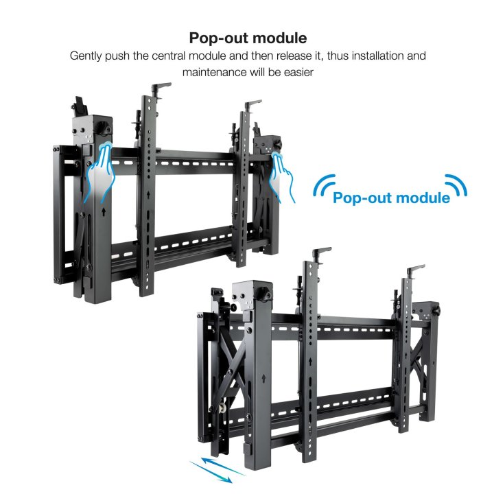 Soporte De Pared Orientable Tooq Tqvw4570t Para Pantallas 45" A 70" Video Wall 6 Puntos De Regulacion Antirrobo Vesa 200x200 