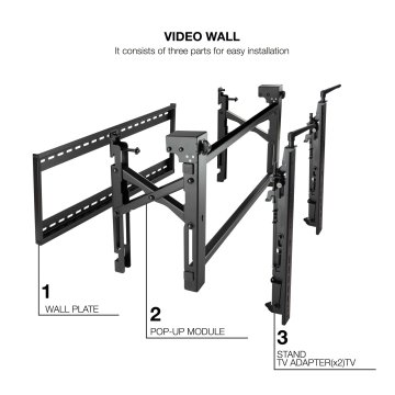 Soporte De Pared Orientable Tooq Tqvw5470t Para Pantallas 54" A 70" Video Wall 6 Puntos De Regulacion Antirrobo Vesa 200x200  2