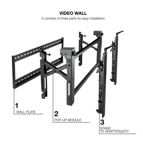 Soporte De Pared Orientable Tooq Tqvw5470t Para Pantallas 54" A 70" Video Wall 6 Puntos De Regulacion Antirrobo Vesa 200x200 