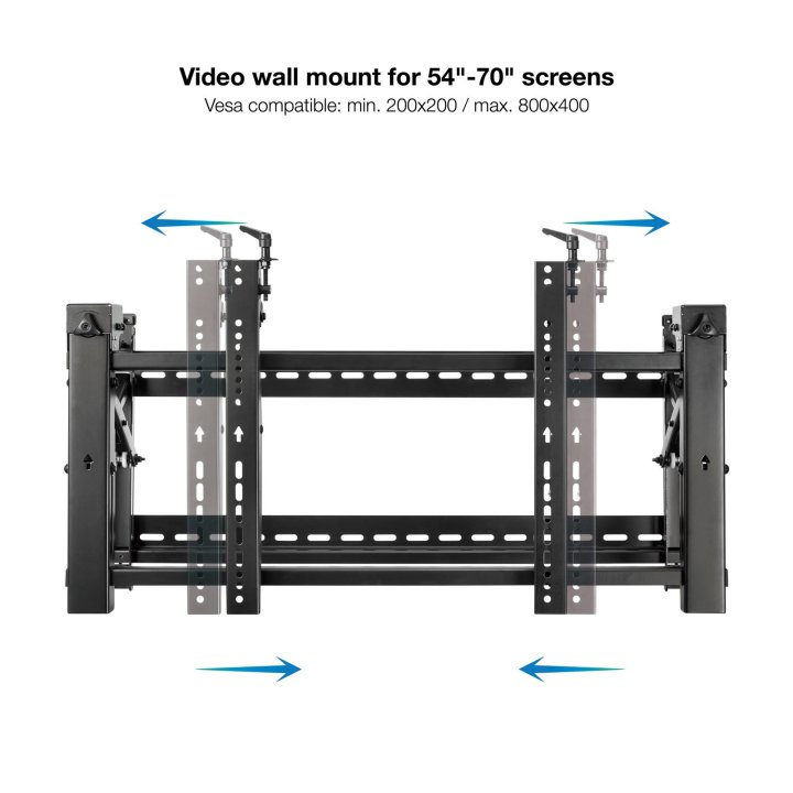 Soporte De Pared Orientable Tooq Tqvw5470t Para Pantallas 54" A 70" Video Wall 6 Puntos De Regulacion Antirrobo Vesa 200x200 
