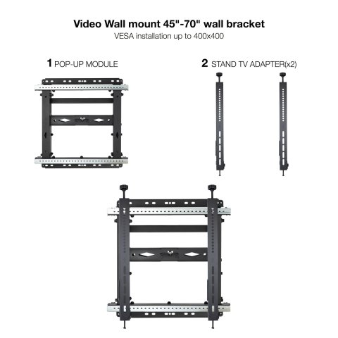 Soporte De Pared Orientable Tooq Tqvw4571t Para Pantallas 45" A 70" Video Wall Extensible Pop-up 12âº Inclinacion Max 70kg An