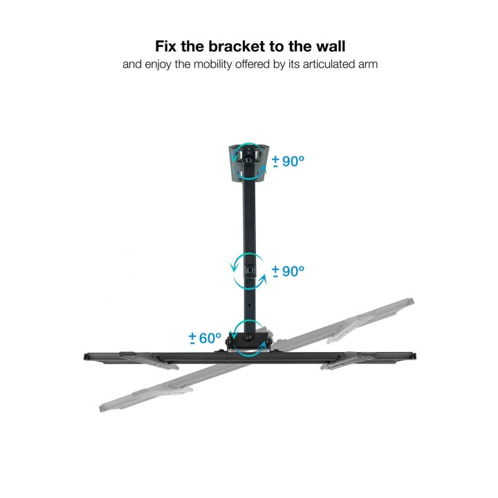 Soporte De Pared Orientable Tooq Lp7843tn-b Para Pantalla 32"- 55" Doble Brazo Con Giro E Inclinacion Max 35kg Vesa 100x100 H
