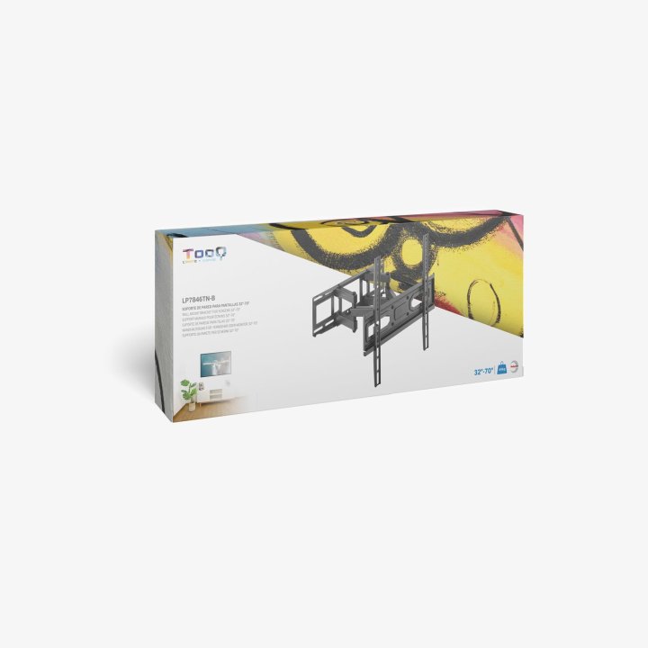 Soporte De Pared Orientable Tooq Lp7846tn-b Para Pantalla 32"- 70" Doble Brazo Con Giro E Inclinacion Max 35kg Vesa 100x100 H