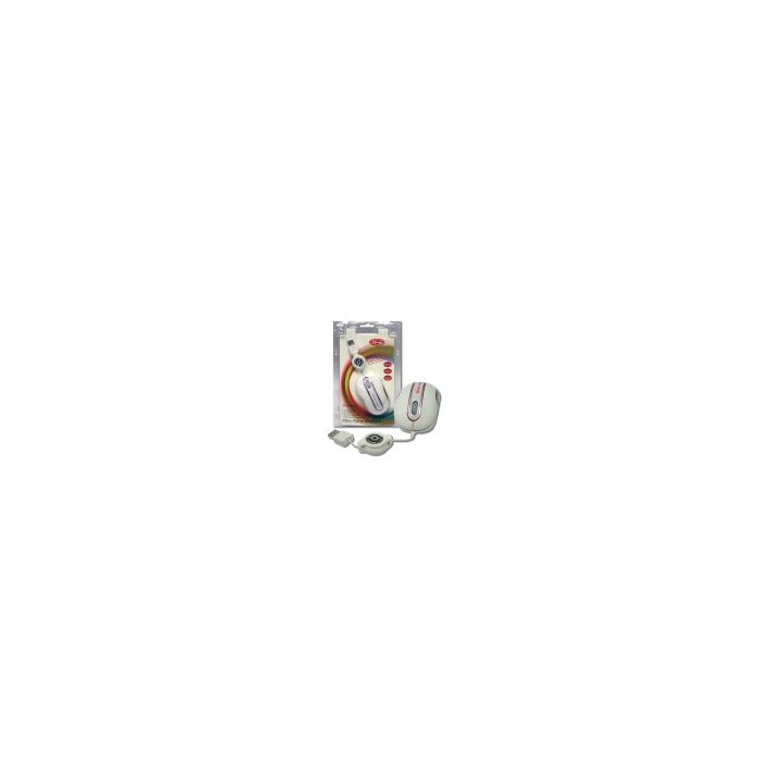 Mouse 3free Mini Optico Usb Msm201 wp Cable Retractil Blanco Rosa