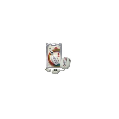 Mouse 3free Mini Optico Usb Msm201 wp Cable Retractil Blanco Rosa