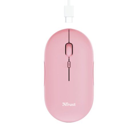 Mouse Trust Wireless Puck Recargable- Ultrafino - Botones Silenciosos- 800 1200 1600dpi - Receptor Micro Usb Color Rosa 24125
