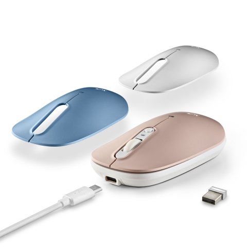 Mouse Ngs Wireless Y Bluetooth Shell Rb 1600dpi Nano Receptor Usb 3 Dispositivos 3 Carcasas De Colores Magenticas
