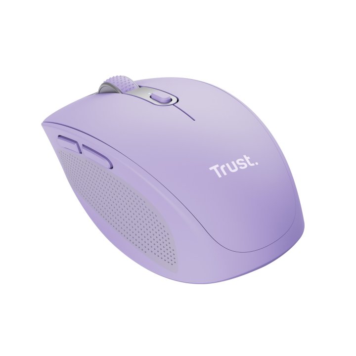 Mouse Trust Wireless Y Bluetooth Ozaa 25384 Morado Recargable- Sensor Optico - 6 Botones - 800 1600 3200dpi - Receptor Usb-a 