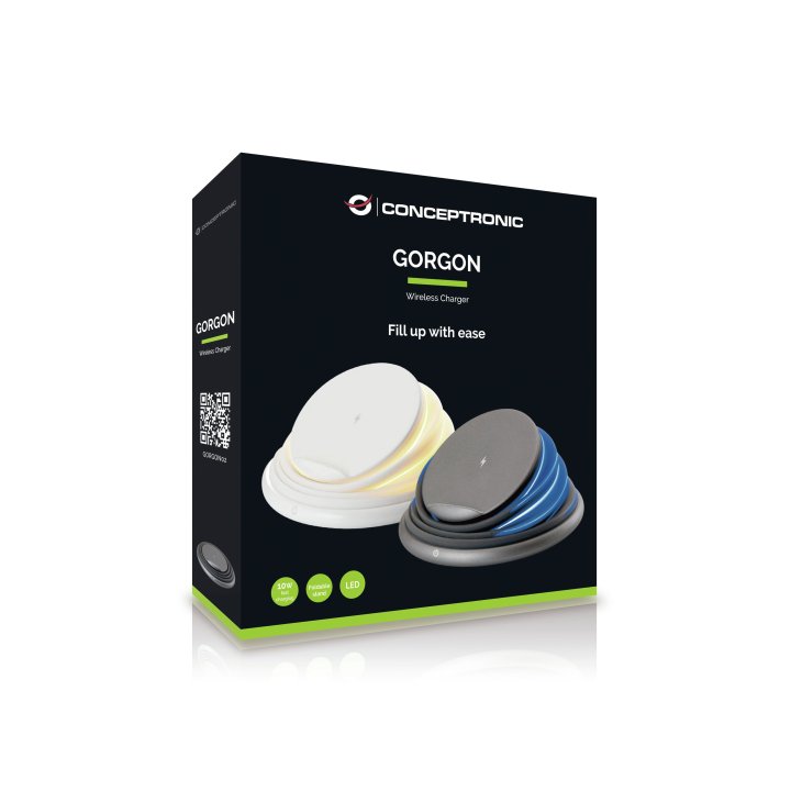 Cargador Inalambrico Conceptronic Gorgon02w Qi 10w Soporte Plegable De Silicio Color Blanco
