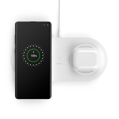 Base De Carga Inalámbrica Doble Belkin Wiz002vfwh 10w Boost Charge Color Blanco