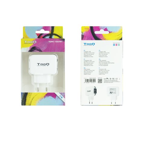 Cargador De Pared Tooq Tqwc-1s02wt 2xusb 3.4 A(total) Ai-tech Color Blanco