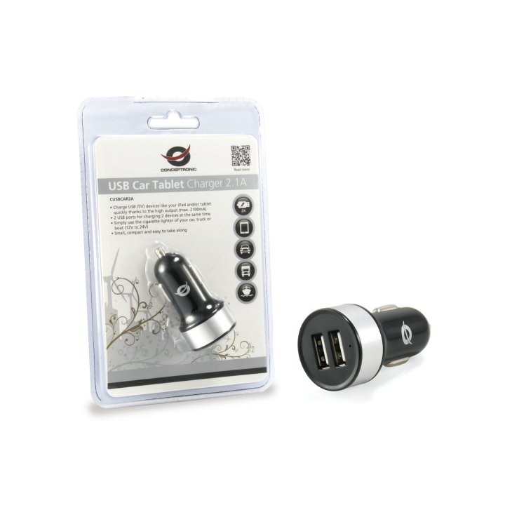 Cargador De Coche Conceptronic 5v 2xusb Para Coche 12 24v C05-219