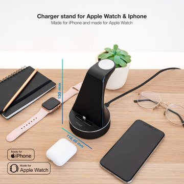 Base Carga Tooq Tqcd02l Para Apple Watch + Iphone Color Negro 2