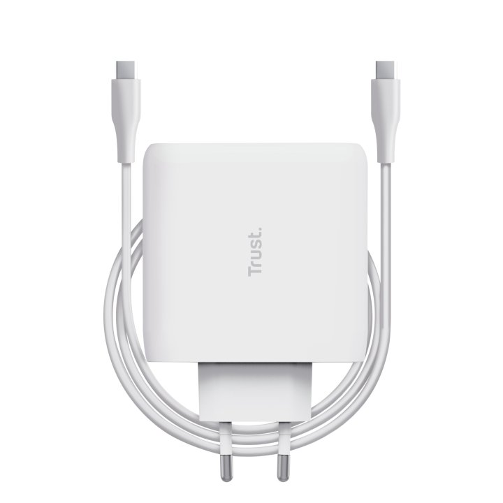 Cargador De Pared Trust 25140 Usb-c 100w Compatible Pd Y Pps 5a Color Blanco Incluye Cable Usb-c A Usb-c 2m