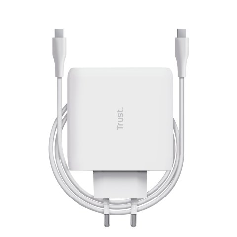 Cargador De Pared Trust 25140 Usb-c 100w Compatible Pd Y Pps 5a Color Blanco Incluye Cable Usb-c A Usb-c 2m