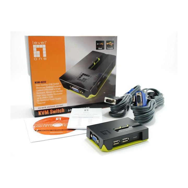 Conmutador Automatico Level One V t m 1a2 Cups Usb Cables Incluidos