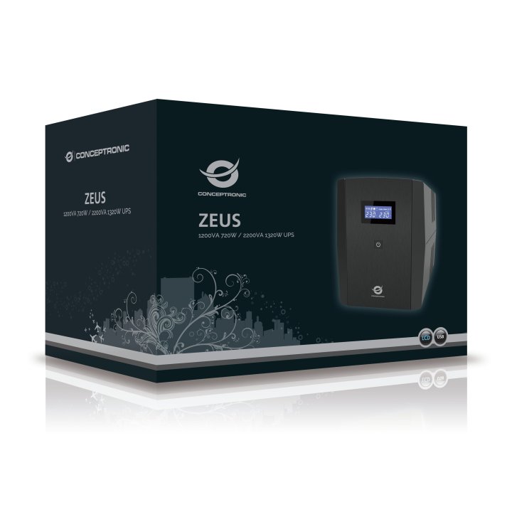 Sai 1200va Conceptronic 720w 2 Shucko + 3 Iec Proteccion Puerto Lan Modem