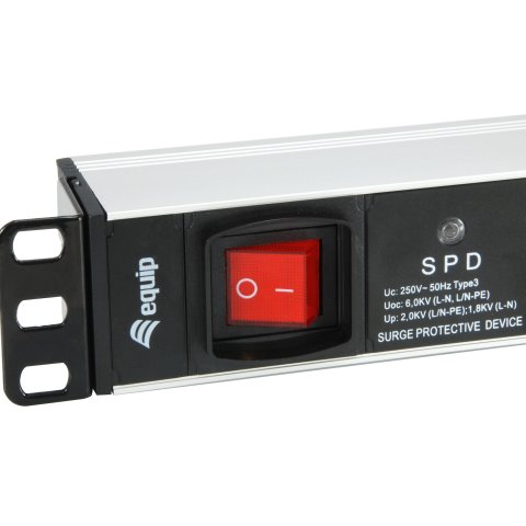 Regleta Alimentacion Rack 19" 1u 7 Tomas Con Interruptor Y Protector Sobretension