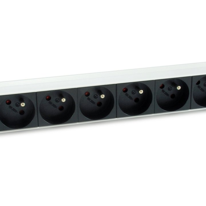 Regleta Alimentacion Aluminio Rack 19" 1u 8 Tomas Tipo Shucko Euro Cable 1.8m