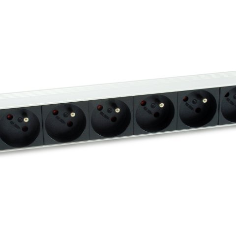 Regleta Alimentacion Aluminio Rack 19" 1u 8 Tomas Tipo Shucko Euro Cable 1.8m