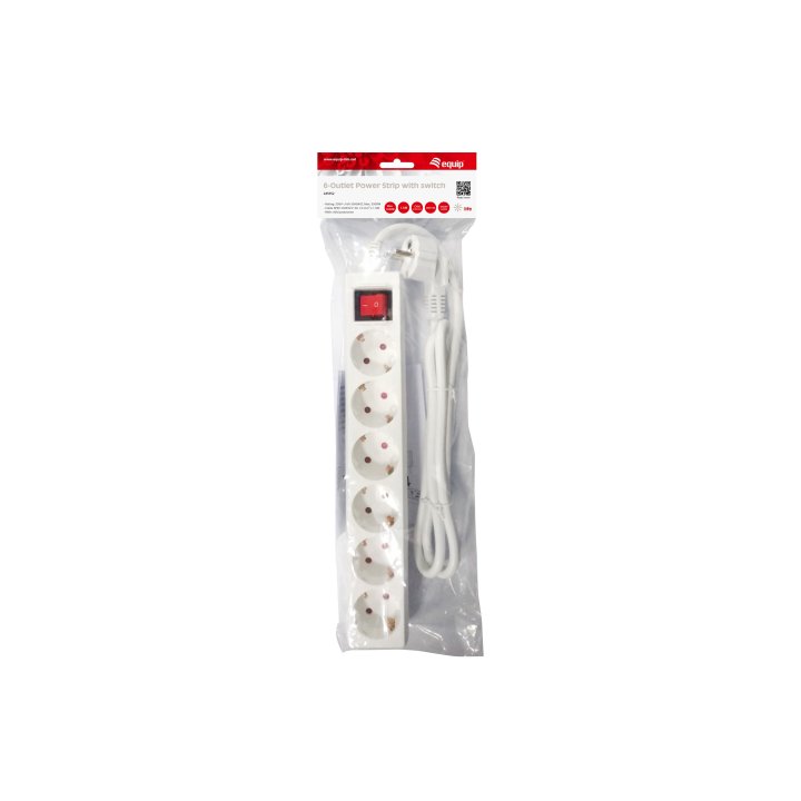 Regleta Alimentacion Equip Con 6 Tomas Cable De Red De 1.5 Metros Y Boton De Apagado Encendido