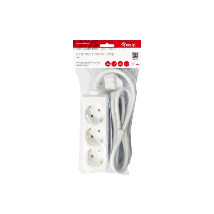 Regleta Alimentacion Equip Con 3 Tomas Cable De Red De 1.5 Metros