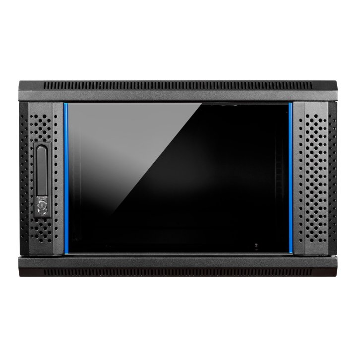 Armario Mural 19" Aiten Data 6u Ai6406s 600 X 450 X 370 2l Color Negro Puerta De Cristal Templado