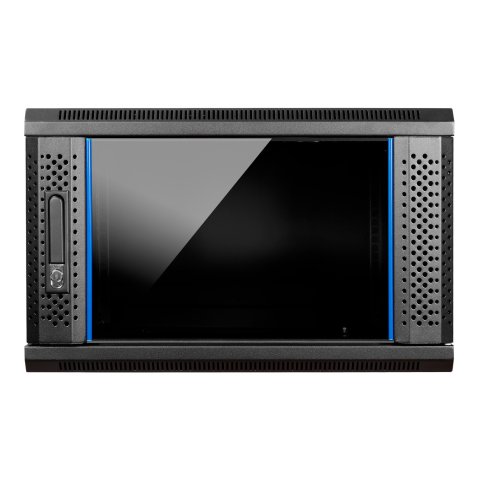 Armario Mural 19" Aiten Data 6u Ai6406s 600 X 450 X 370 2l Color Negro Puerta De Cristal Templado