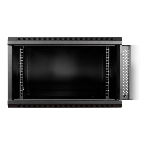 Armario Mural 19" Aiten Data 6u Ai6406s 600 X 450 X 370 2l Color Negro Puerta De Cristal Templado