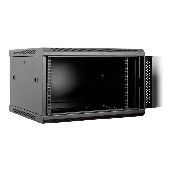 Armario Mural 19" Aiten Data 6u Ai6406s 600 X 450 X 370 2l Color Negro Puerta De Cristal Templado
